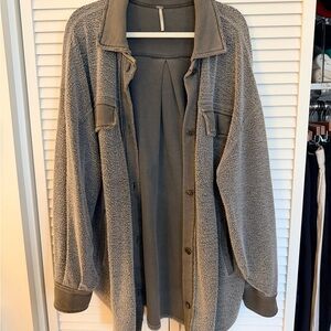Free People Charcoal Fleece Jacket